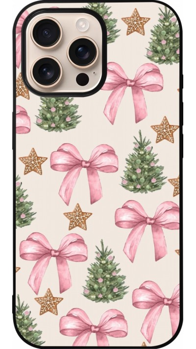 iPhone 16 Pro Max Case Hülle - Silikon schwarz Christmas 25 Vintage Ribbons