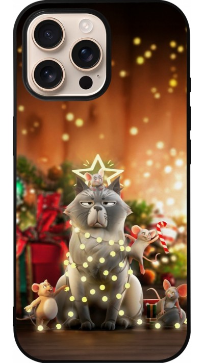 iPhone 16 Pro Max Case Hülle - Silikon schwarz Christmas 25 Xmas Cat