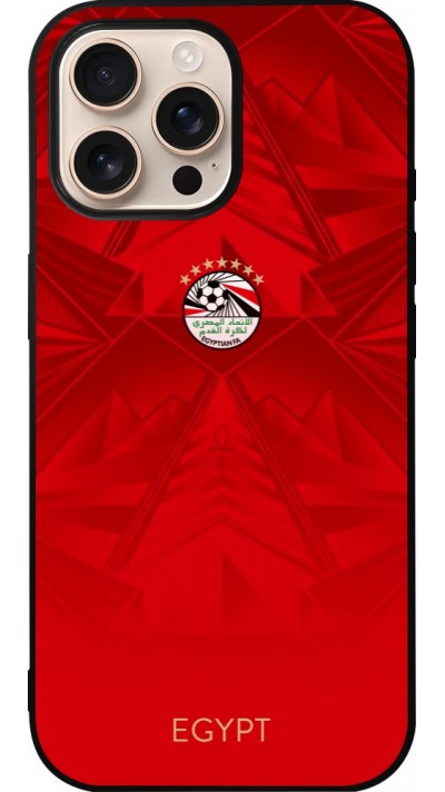 Coque iPhone 16 Pro Max - Silicone rigide noir Maillot de football Égypte 2026 personnalisable