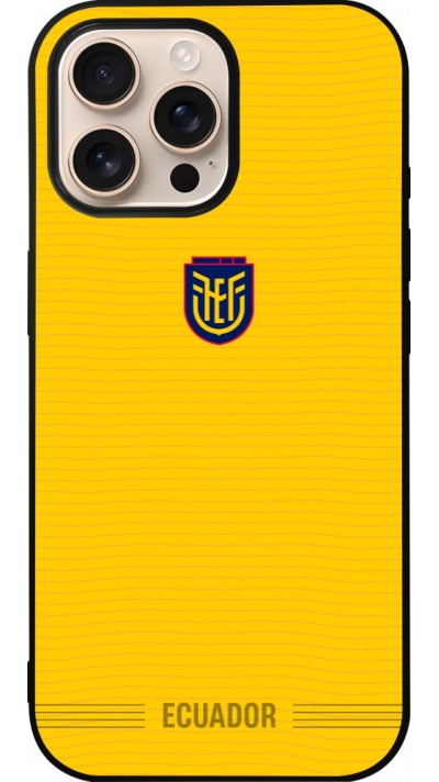 Coque iPhone 16 Pro Max - Silicone rigide noir Maillot de football Équateur 2026 personnalisable