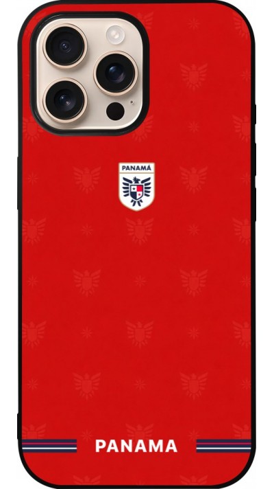 Coque iPhone 16 Pro Max - Silicone rigide noir Maillot de football Panama 2026 personnalisable