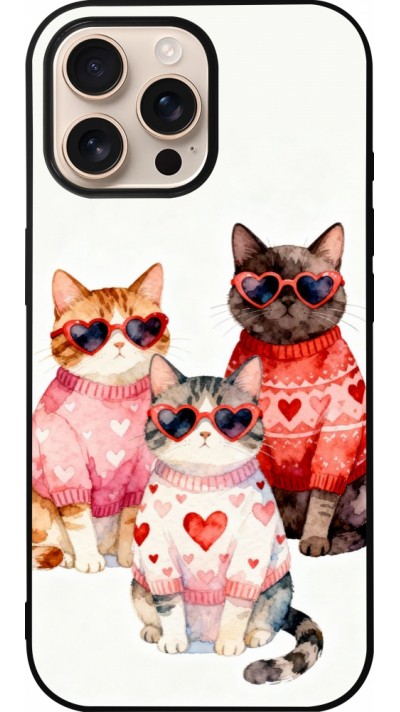 Coque iPhone 16 Pro Max - Silicone rigide noir Saint Valentines Day 26 Cat Love