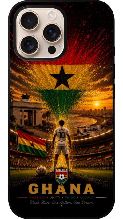 Coque iPhone 16 Pro Max - Silicone rigide noir Football Ghana splash 2026