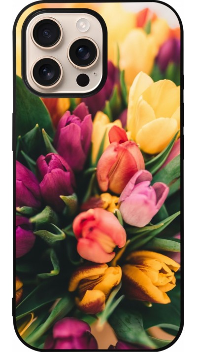 Coque iPhone 16 Pro Max - Silicone rigide noir Bouquet of tulips Spring 2026
