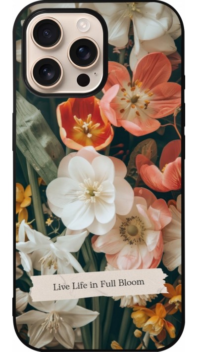 Coque iPhone 16 Pro Max - Silicone rigide noir Full Bloom Spring 2026