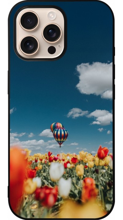 Coque iPhone 16 Pro Max - Silicone rigide noir Hot air balloon Spring 2026