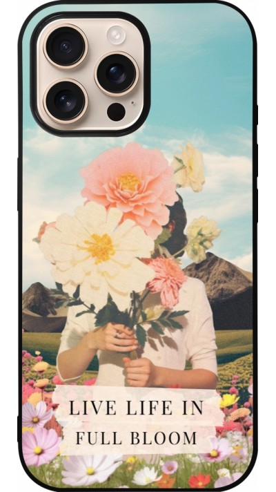 Coque iPhone 16 Pro Max - Silicone rigide noir Live life in full moon Spring 2026