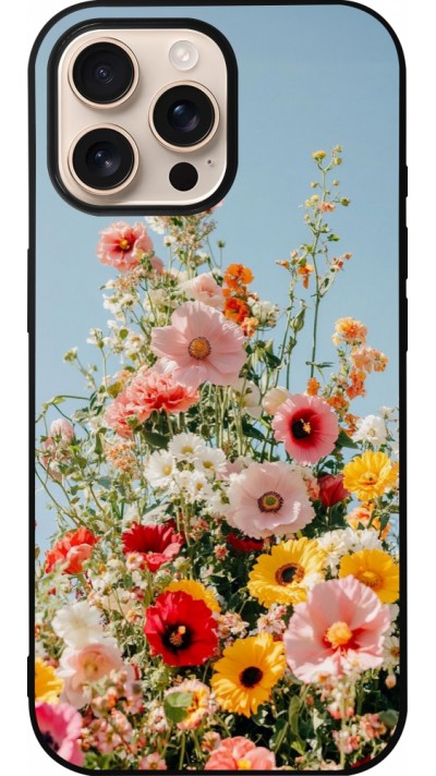 Coque iPhone 16 Pro Max - Silicone rigide noir Spring flowers Spring 2026