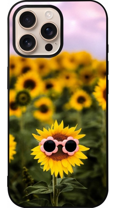 Coque iPhone 16 Pro Max - Silicone rigide noir Sunflower with glasses Spring 2026