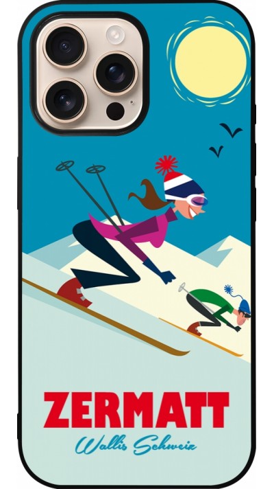 iPhone 16 Pro Max Case Hülle - Silikon schwarz Zermatt Ski Downhill