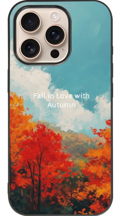 Coque iPhone 16 Pro - Silicone rigide noir Autumn 25 Fall in love