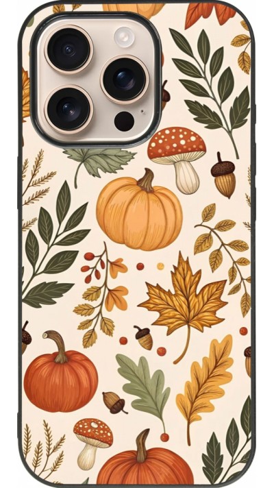 Coque iPhone 16 Pro - Silicone rigide noir Autumn 25 Autumn pattern
