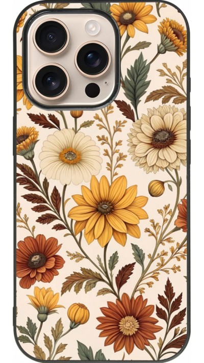 Coque iPhone 16 Pro - Silicone rigide noir Autumn 25 Flower pattern