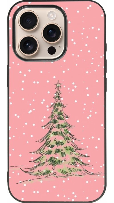 iPhone 16 Pro Case Hülle - Silikon schwarz Christmas 25 Pink Tree