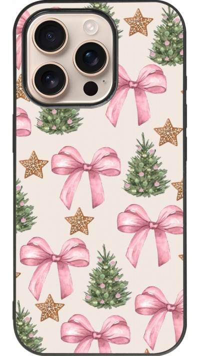 iPhone 16 Pro Case Hülle - Silikon schwarz Christmas 25 Vintage Ribbons