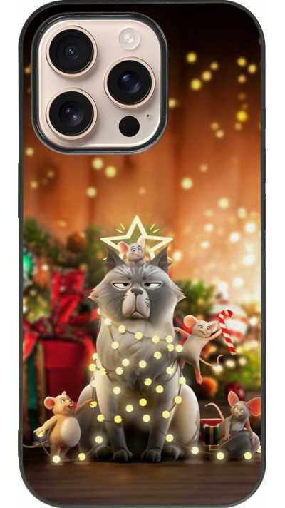 iPhone 16 Pro Case Hülle - Silikon schwarz Christmas 25 Xmas Cat