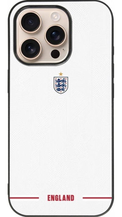Coque iPhone 16 Pro - Silicone rigide noir Maillot de football Angleterre 2026 personnalisable