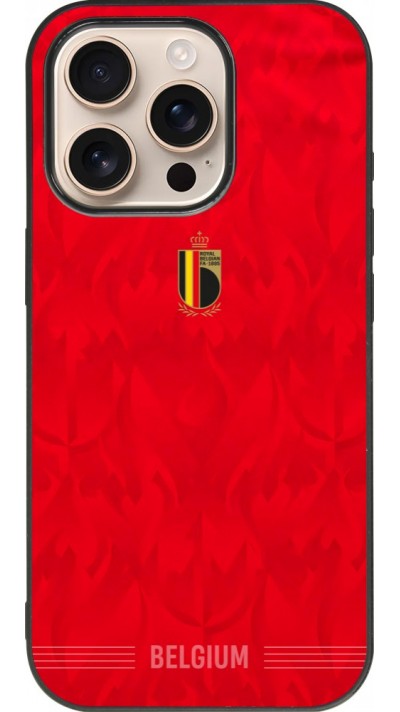 iPhone 16 Pro Case Hülle - Silikon schwarz Belgien 2026 personalisierbares Fussballtrikot