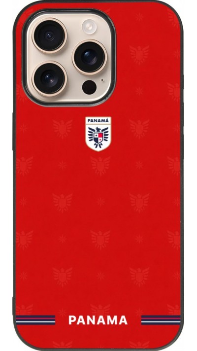 Coque iPhone 16 Pro - Silicone rigide noir Maillot de football Panama 2026 personnalisable