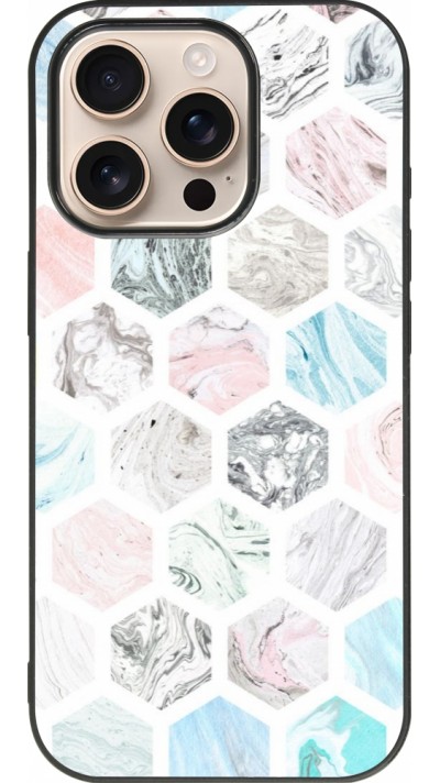 Coque iPhone 16 Pro - Silicone rigide noir Marble Everything