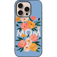 iPhone 16 Pro Case Hülle - Silikon schwarz Mom 2026 Flowers