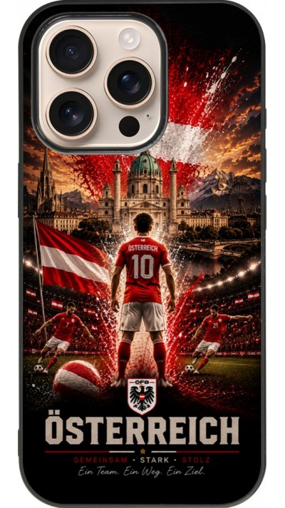 iPhone 16 Pro Case Hülle - Silikon schwarz Fussball Österreich splash 2026