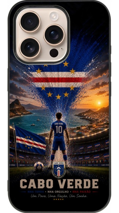 iPhone 16 Pro Case Hülle - Silikon schwarz Fussball Kap Verde splash 2026