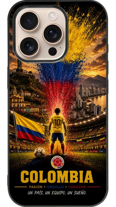 iPhone 16 Pro Case Hülle - Silikon schwarz Fussball Kolumbien splash 2026