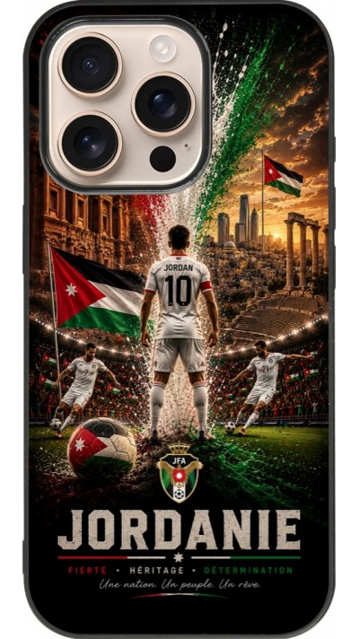 iPhone 16 Pro Case Hülle - Silikon schwarz Fussball Jordanien splash 2026