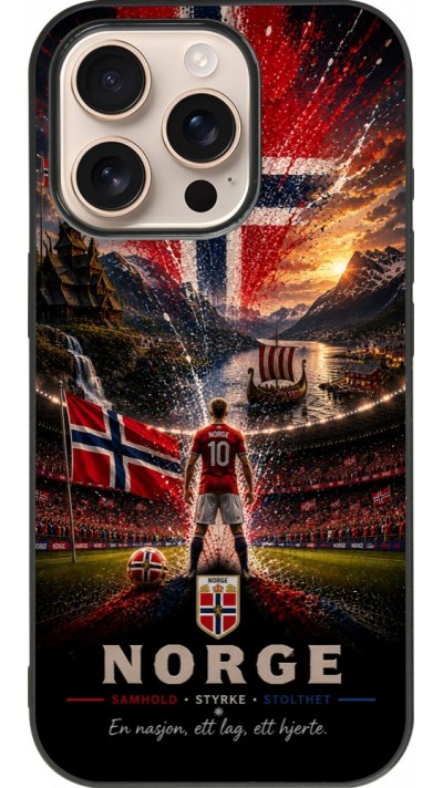 iPhone 16 Pro Case Hülle - Silikon schwarz Fussball Norwegen splash 2026