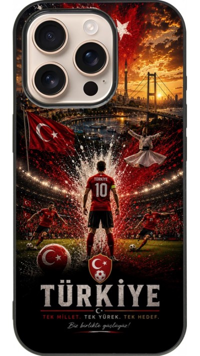 iPhone 16 Pro Case Hülle - Silikon schwarz Fussball Türkei splash 2026