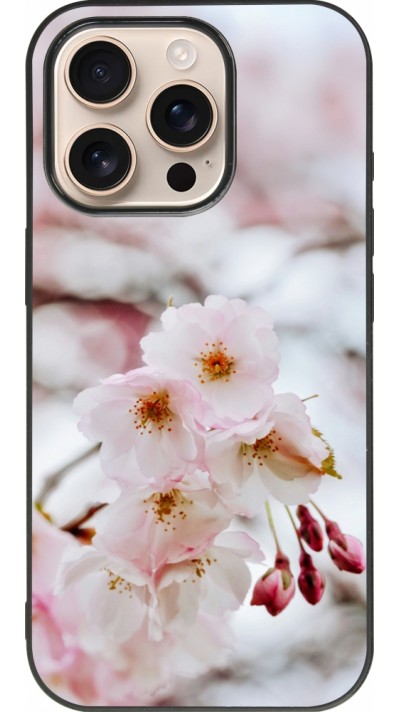 iPhone 16 Pro Case Hülle - Silikon schwarz Cherry tree Spring 2026