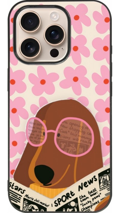 iPhone 16 Pro Case Hülle - Silikon schwarz Dog with newspaper Spring 2026