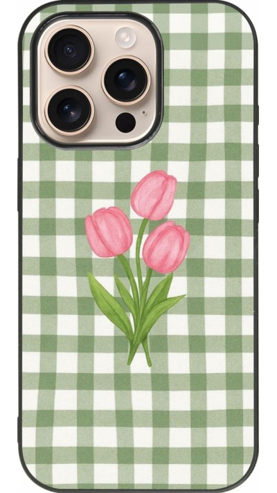 iPhone 16 Pro Case Hülle - Silikon schwarz Green vichy tulips Spring 2026