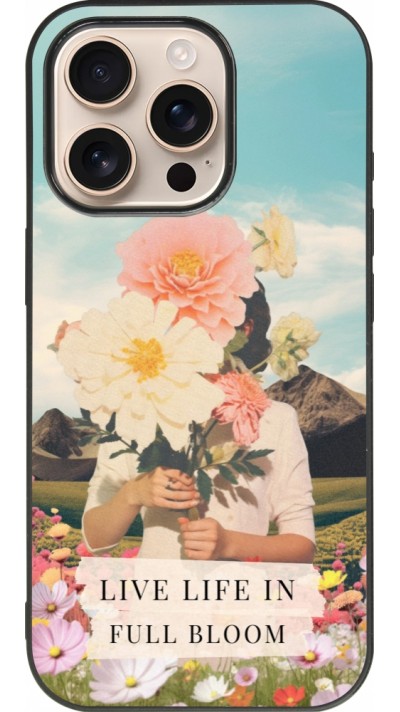 iPhone 16 Pro Case Hülle - Silikon schwarz Live life in full moon Spring 2026