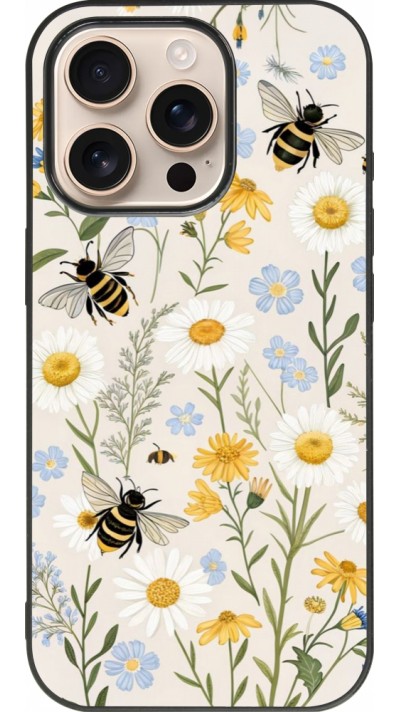 iPhone 16 Pro Case Hülle - Silikon schwarz Pattern bees Spring 2026