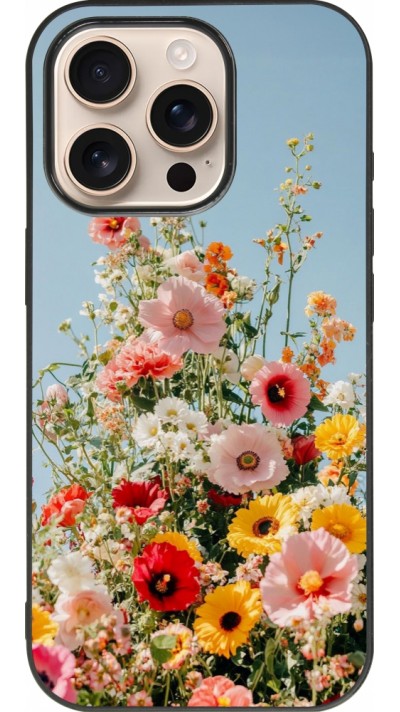 iPhone 16 Pro Case Hülle - Silikon schwarz Spring flowers Spring 2026