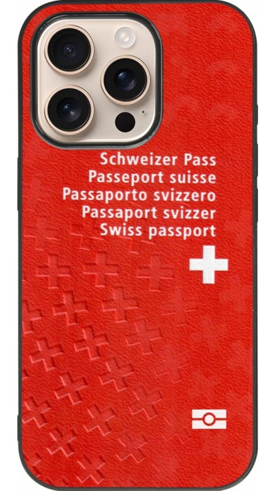 Coque iPhone 16 Pro - Silicone rigide noir Swiss Passport