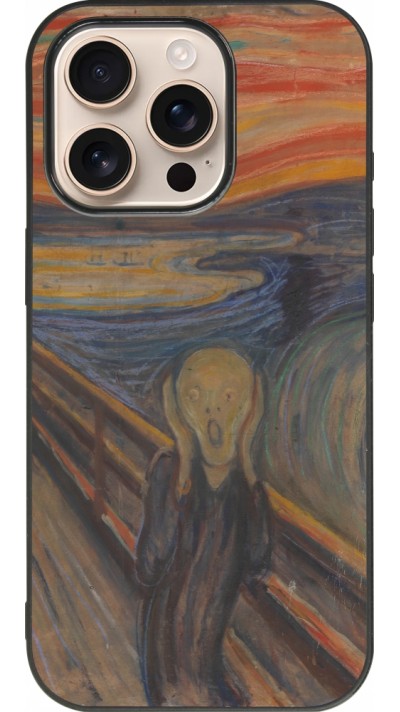 Coque iPhone 16 Pro - Silicone rigide noir Tableau art - Le Cri - Edvard Munch