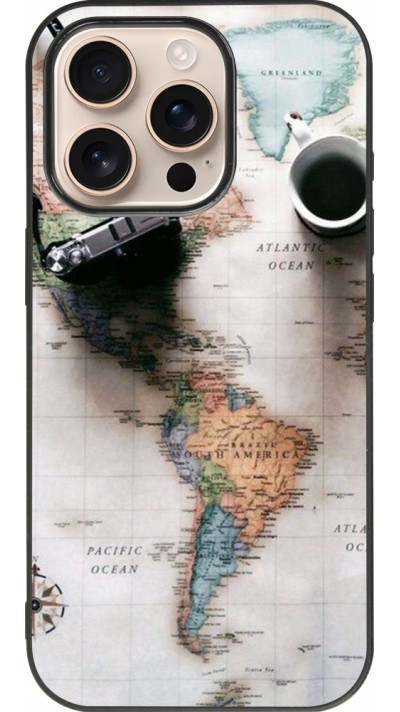 Coque iPhone 16 Pro - Silicone rigide noir Travel 01