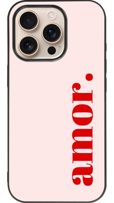 Coque iPhone 16 Pro - Silicone rigide noir Valentine 2024 amor