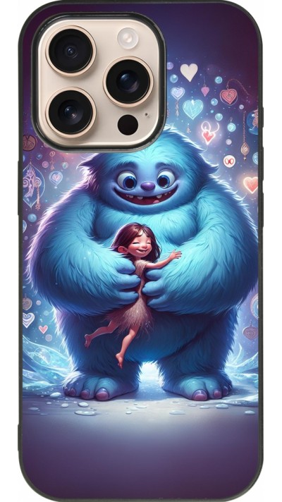 Coque iPhone 16 Pro - Silicone rigide noir Valentine 2024 Fluffy Love
