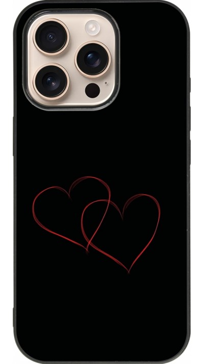 Coque iPhone 16 Pro - Silicone rigide noir Valentine 2023 attached heart