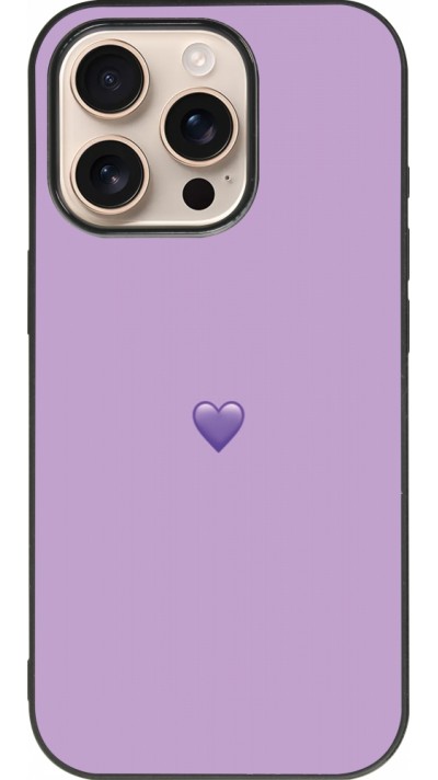 Coque iPhone 16 Pro - Silicone rigide noir Valentine 2023 purpule single heart