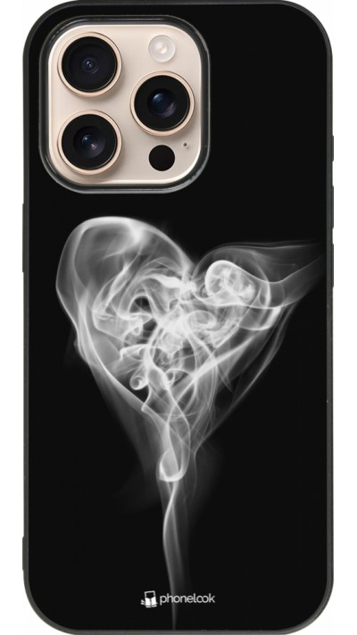 Coque iPhone 16 Pro - Silicone rigide noir Valentine 2022 Black Smoke