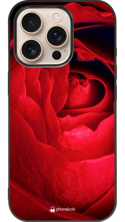 Coque iPhone 16 Pro - Silicone rigide noir Valentine 2022 Rose