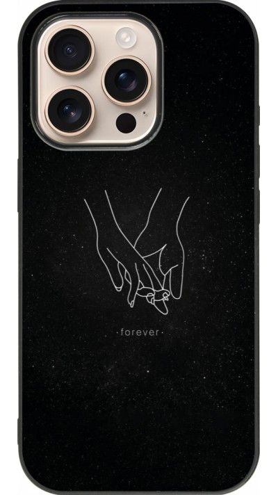 Coque iPhone 16 Pro - Silicone rigide noir Valentine 2023 hands forever