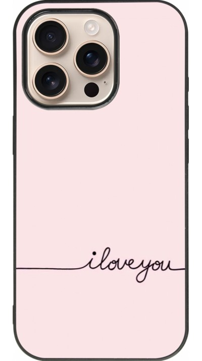 Coque iPhone 16 Pro - Silicone rigide noir Valentine 2023 i love you writing