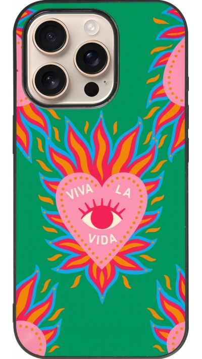 Coque iPhone 16 Pro - Silicone rigide noir Viva la vida 2026