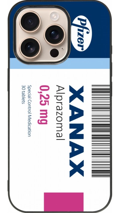 Coque iPhone 16 Pro - Silicone rigide noir Xanax Alprazolam 2025